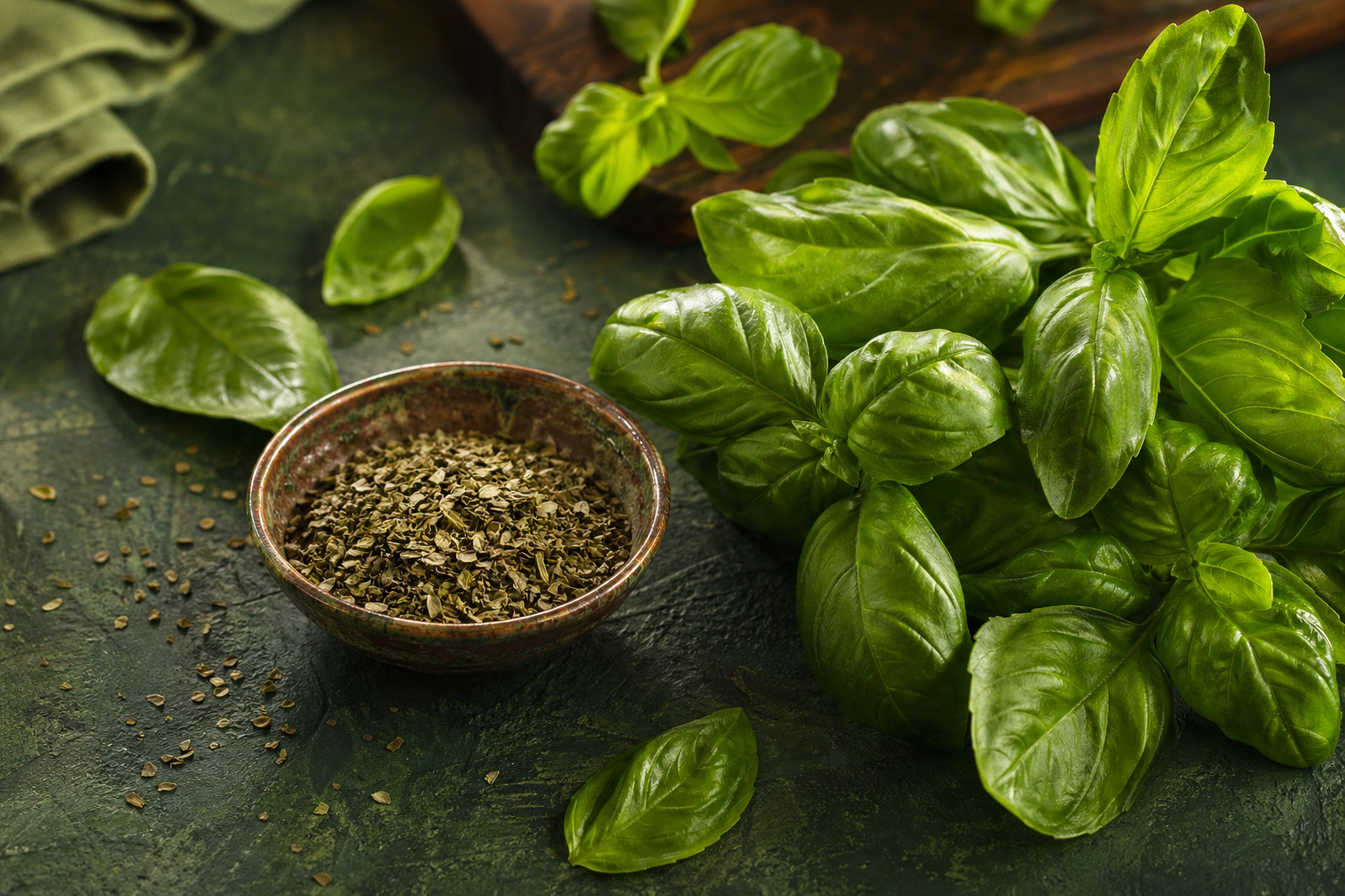 Fresh basil leaves