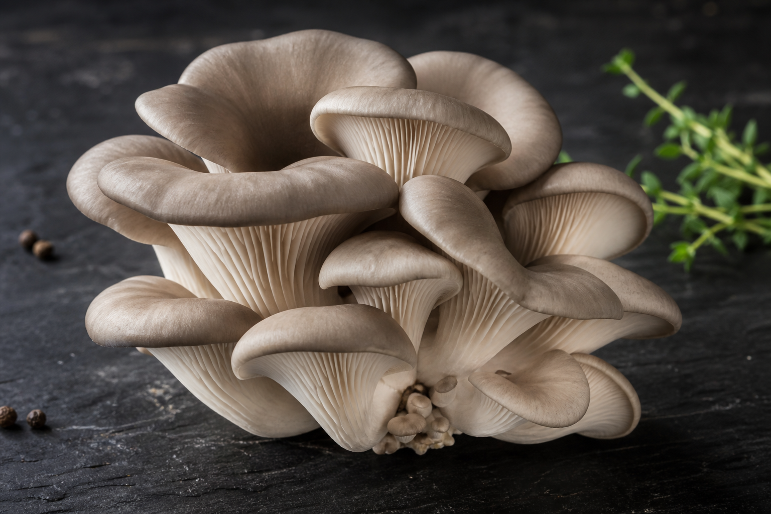 Oyster mushrooms on a board